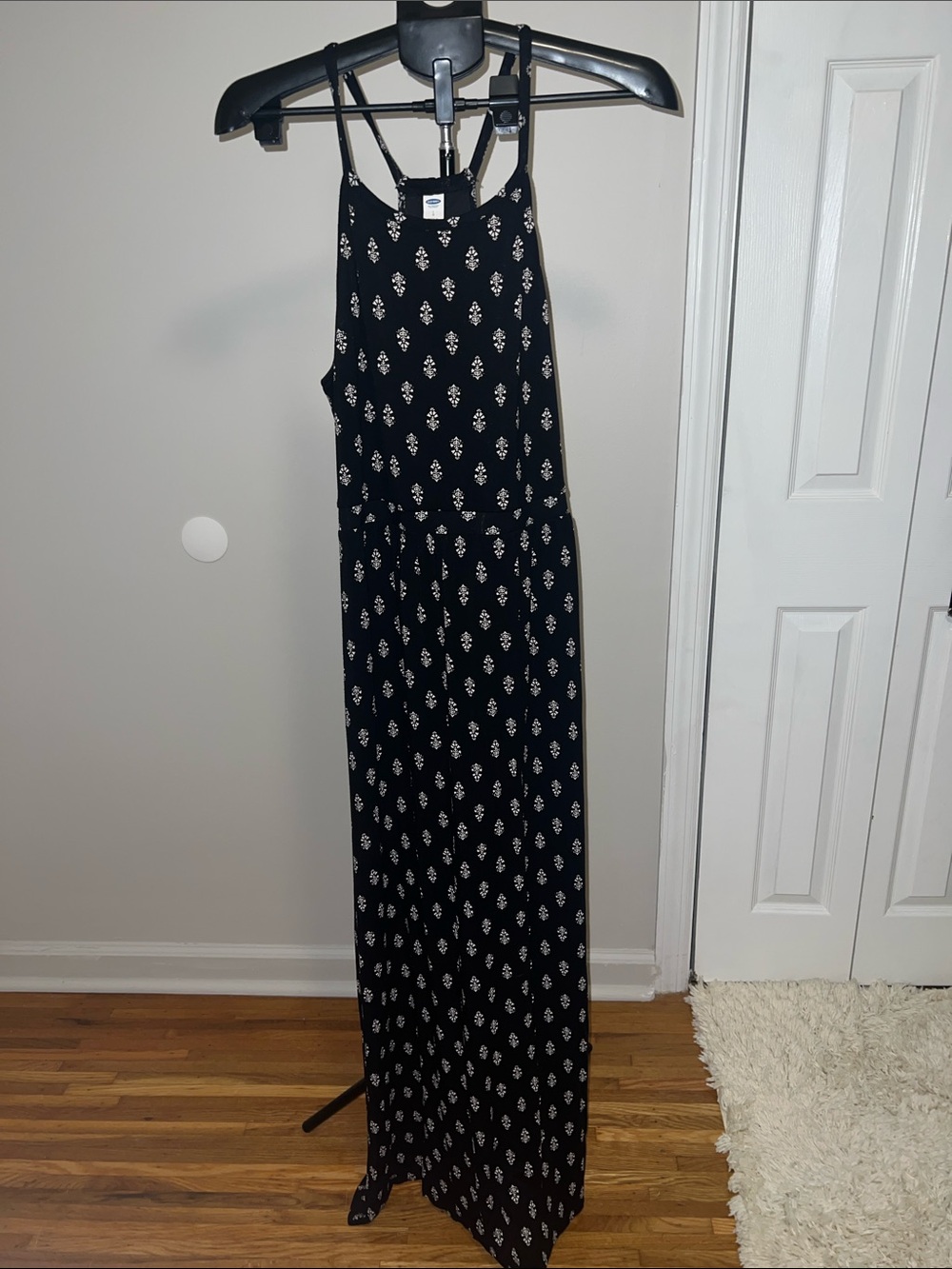 Old Navy Black Maxi Dress with White Paisley Print